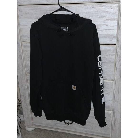 Carhartt Black Hooded Sweatshirt - Size Small Tall - Picture 3 of 5